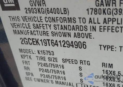 2004 Chevrolet Silverado 1500 Ls z USA, uszkodzony, nr VIN 2GCEK19T641294906